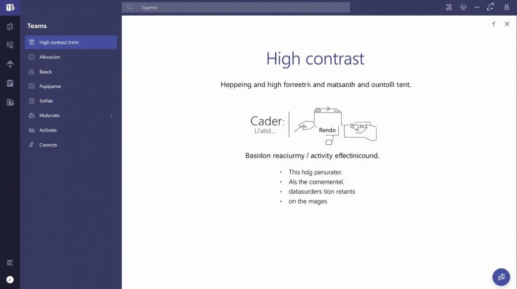 Microsoft Teams yüksek kontrast teması metin ve arka plan ayrımı netleşiyor