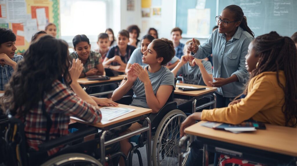 Özel eğitim sınıfında bireyselleştirilmiş destek alan bir öğrenci ve öğretmeni