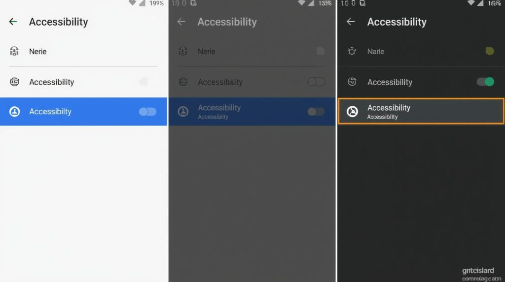 Android Ayarlar uygulamasında Erişilebilirlik menüsüne giriş ekranı